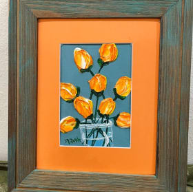 Orange Flowers Vibrant Acrylic Painting item