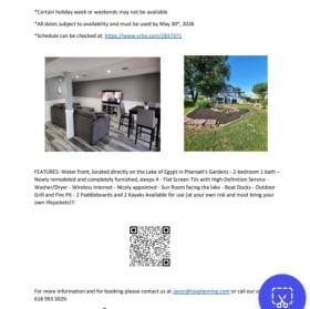 One weekend stay at beautiful Lake of Egypt item