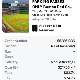 2 Texas Rangers Opening Day Tickets (with Parking Pass) item