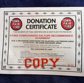 113 Town Fair Tire Gift Certificate item