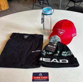 Item #28: Ski Tune Card, Water Bottle, T-Shirt, Hat & Toque item