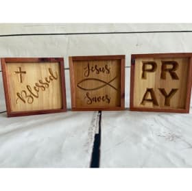Handmade Mini Wood Sign Religious Set item