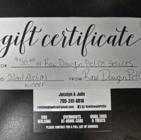 $50 Gift Certificate to Raw Dawgin Pet Co item