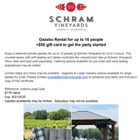 Local Winery Private Gazebo Rental item