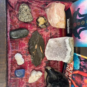 Unique, Handmade Tray of Stones/Crystals by local Geologist item