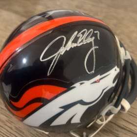 mini-helmet signed by John Elway and Will Lutz item