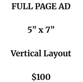 Full Page Ad (NOT a cover page):  Due by April 12 item