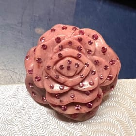 Sterling Silver Whitney Kelly Carved Rhodonite Flower Ring item