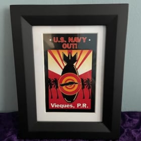 Lot# 14: Framed postcard, titled U.S. Navy Out Vieques PR item