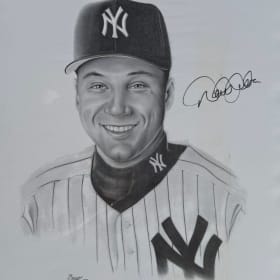 20x24 Framed Derek Jeter Autographed 1999 Print by Bellin item