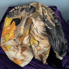 Lot#17: yellow Koi motif scarf item