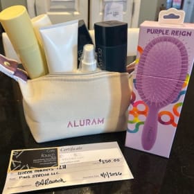 Luxury hair gift basket and gift certificate to Pins studio item