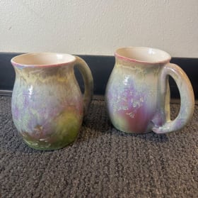 2 Handcrafted ceramic glazed mugs item
