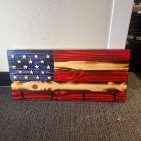 Custom Wooden American Flag with Hooks item