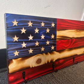 Custom Wooden American Flag with Hooks item