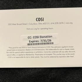 2 Tickets to COSI item