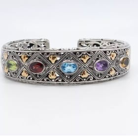 Robert Manse Sterling Silver 18K Gold Multi Gemstone Cuff item