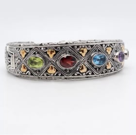 Robert Manse Sterling Silver 18K Gold Multi Gemstone Cuff item