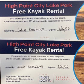 HP City Lake Park - FREE Kayak Rental Tickets item