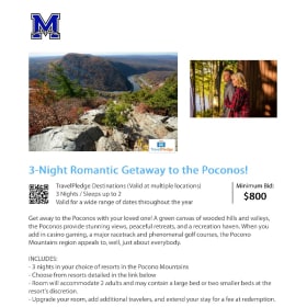 119 3-Night Romantic Getaway to the Poconos! Set 1 item