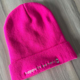 'happy to be here' winter beanie item