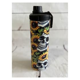 "Skulls & Sunflowers" 20 oz. Hand Designe Tumbler with Straw item