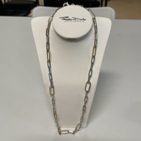 JWR Jewelry Two-Tone Paperclip Sterling Silver/Gold Plated item