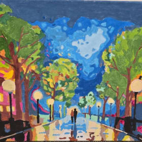 Couple Walking at Night item