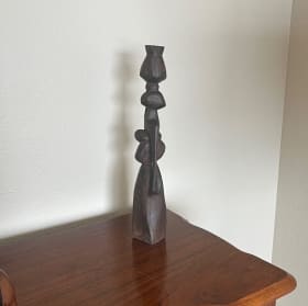 #9 Togo Wooden Sculpture - Woman Carrying Bucket & Baby item