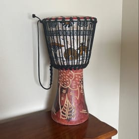 #11 Small Djembe Drum with Maraca Instrument item