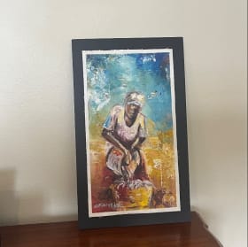 #1 Togo Painting - Woman Cleaning Fish item