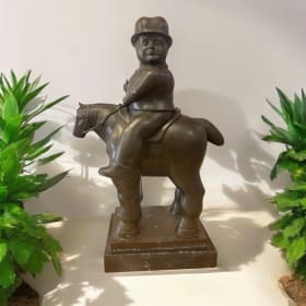Fernando Botero The plump Man rides Horse Bronze Marble Base item