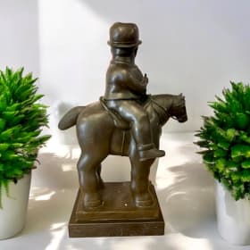 Fernando Botero The plump Man rides Horse Bronze Marble Base item