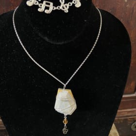 52) Chalcedony Necklace with Earrings, Bracelet, & Ring item