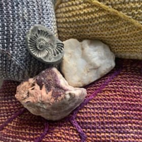 Three Handknit Dyed Silk and Wool Pillows by Fleece Artist item