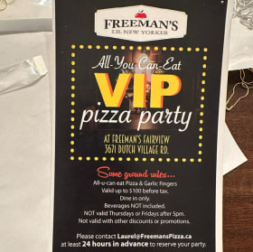 Freeman's Little New York VIP Pizza Party item