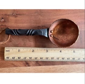 Hand Forged Metal Coffee Scoop with Leather Lanyard item