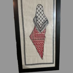 Embroidery: Map of Palestine w/Keffiyeh by Manal Zaidan item