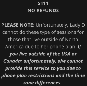 Get a PRIVATE 60-minute PHONE TAROT SESSION with Lady D. item
