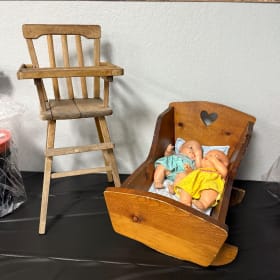 Vintage baby bed and high chair item