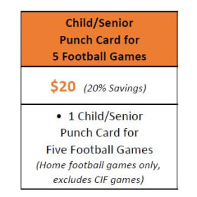 1 Child/Senior - Football Games Punch Card item