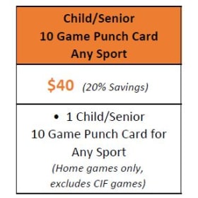 1 Child/Senior - 10 Game Punch Card item