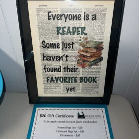 Bookish Birds gift card and print item