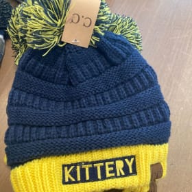 Kittery Winter Hat With Pom Navy and Yellow item