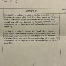Stunning sterling silver pearl pendant and matching earrings item