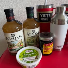 Yeti Tundra Cooler with Cocktail Shakerm Tumblers and mixes! item