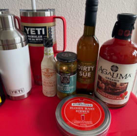 Yeti Tundra Cooler with Cocktail Shakerm Tumblers and mixes! item