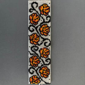 Orange Flower Hand Beaded Bracelet item