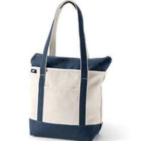 Zip Top Canvas Tote Natural With Navy -Medium item