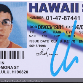 McLovin' signed Hawaii Fake ID from Superbad Movie item